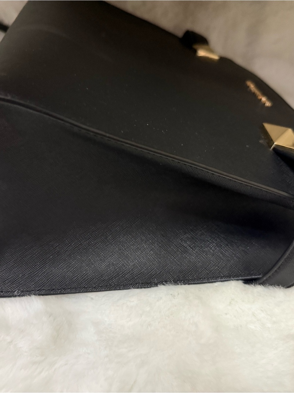 Michael Kors Black Saffiano Satchel with Gold Accents - Picture 9 of 9